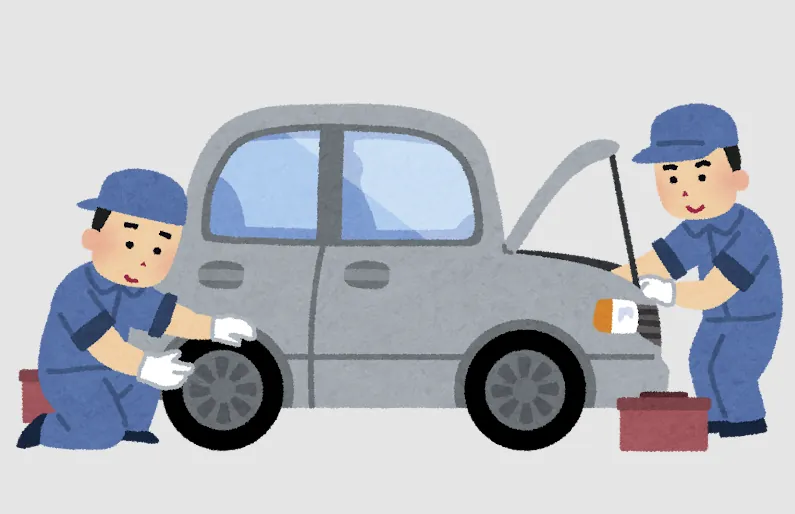 車の点検している画像